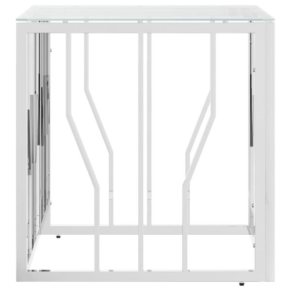 vidaXL Coffee Table Silver 50x50x50 cm Stainless Steel and Glass