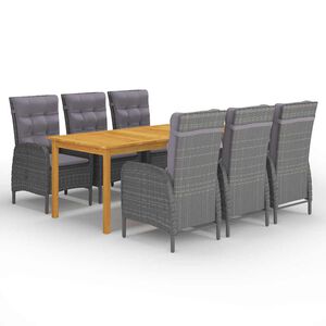 vidaXL 7 Piece Garden Dining Set Grey