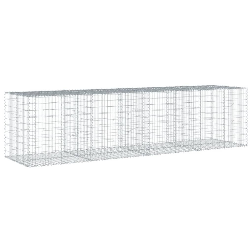 vidaXL Gabion Basket with Cover 400x100x100 cm Galvanised Iron
