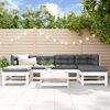 vidaXL 7 Piece Garden Lounge Set White Solid Wood Pine