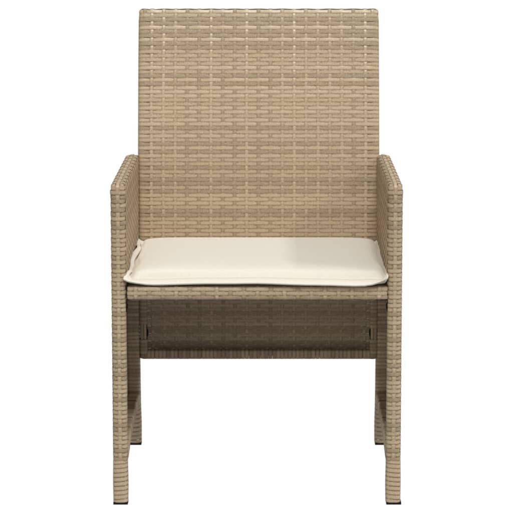 vidaXL 3 Piece Bistro Set with Cushions Beige Poly Rattan