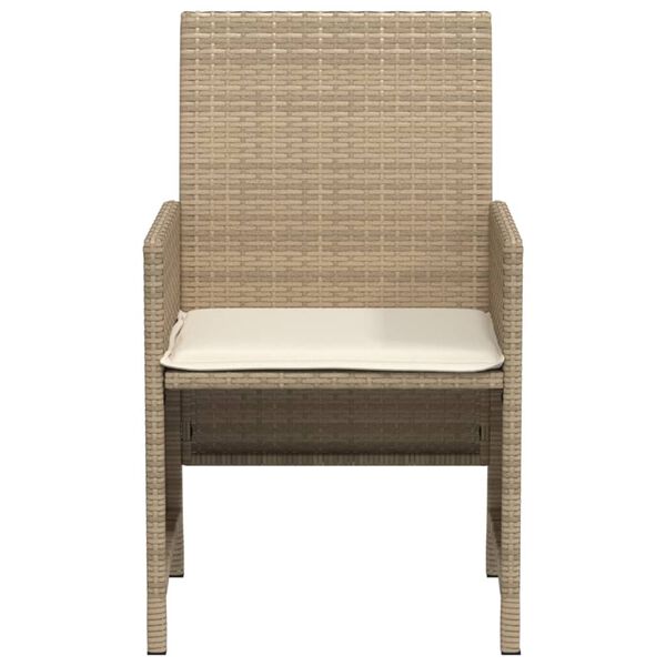 vidaXL 3 Piece Bistro Set with Cushions Beige Poly Rattan