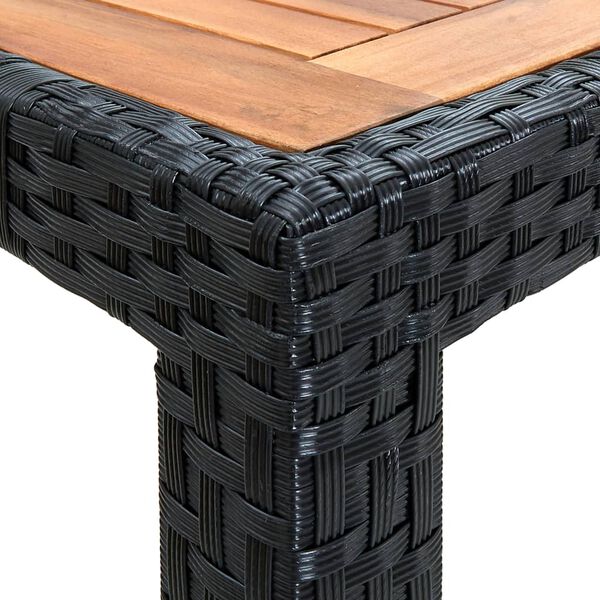 vidaXL 7 Piece Outdoor Dining Set Poly Rattan Acacia Wood Black