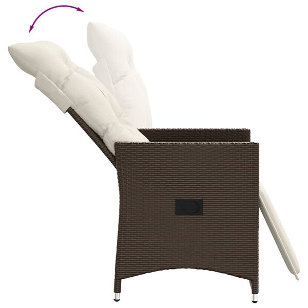 vidaXL 3 Piece Bistro Set with Cushions Brown Poly Rattan