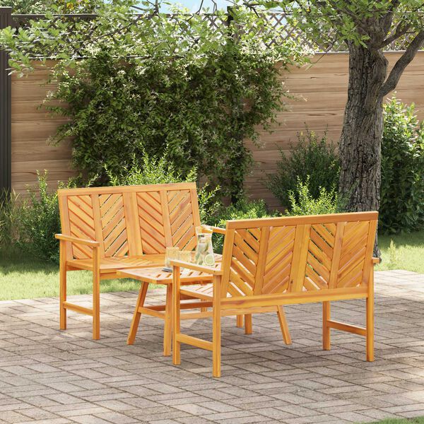 vidaXL 3 Piece Garden Lounge Set Solid Wood Acacia