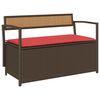 vidaXL Garden Storage Bench with Cushion Brown Poly Rattan