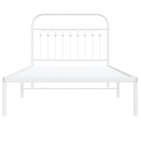 vidaXL Metal Bed Frame without Mattress with Headboard White 100x200cm