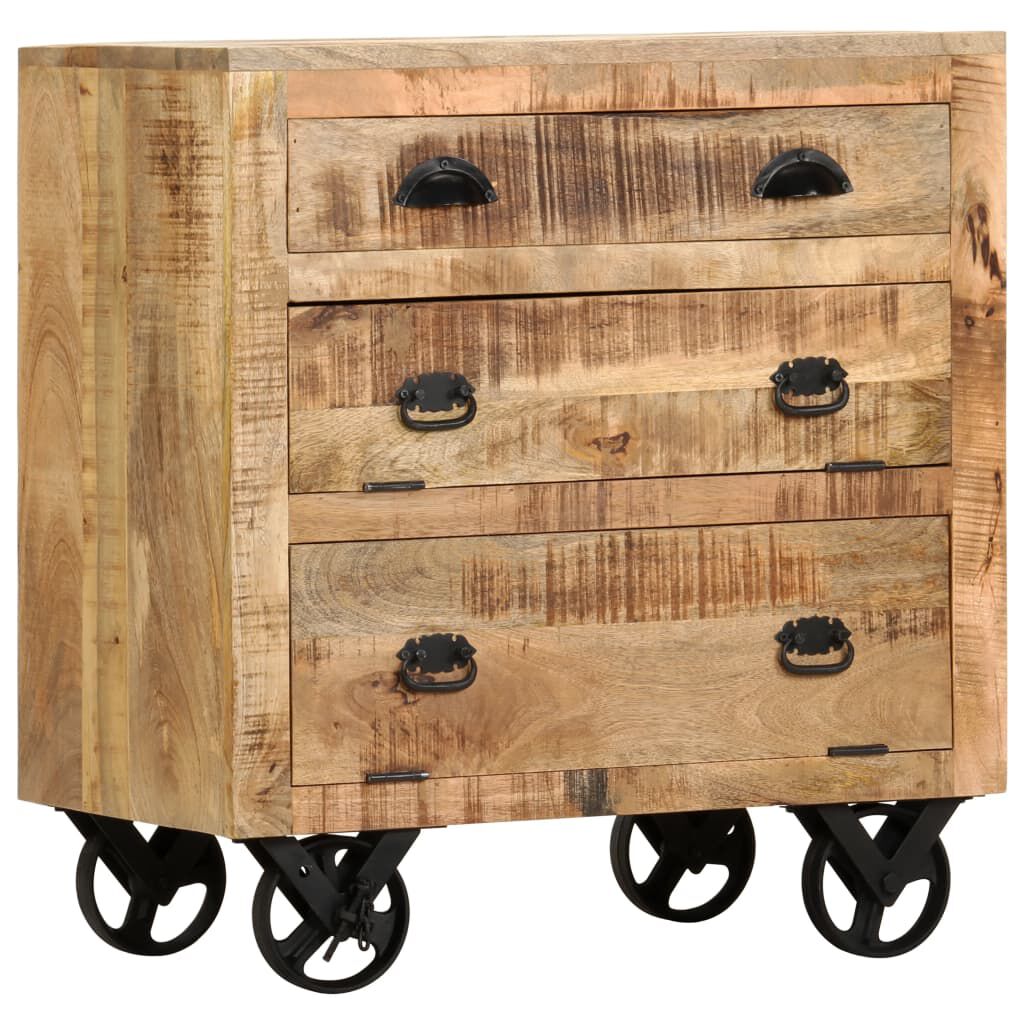 vidaXL Side Cabinet with Wheel 70x40x75 cm Solid Mango Wood