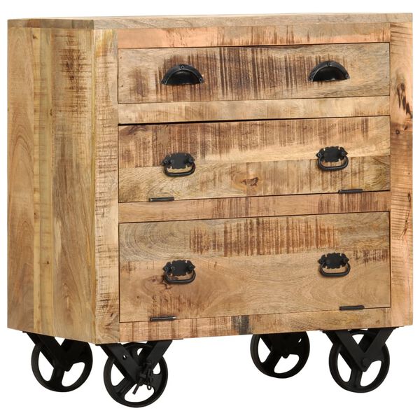 vidaXL Side Cabinet with Wheel 70x40x75 cm Solid Mango Wood
