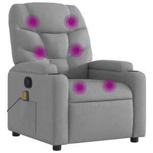vidaXL Massage Recliner Chair Light Grey Fabric