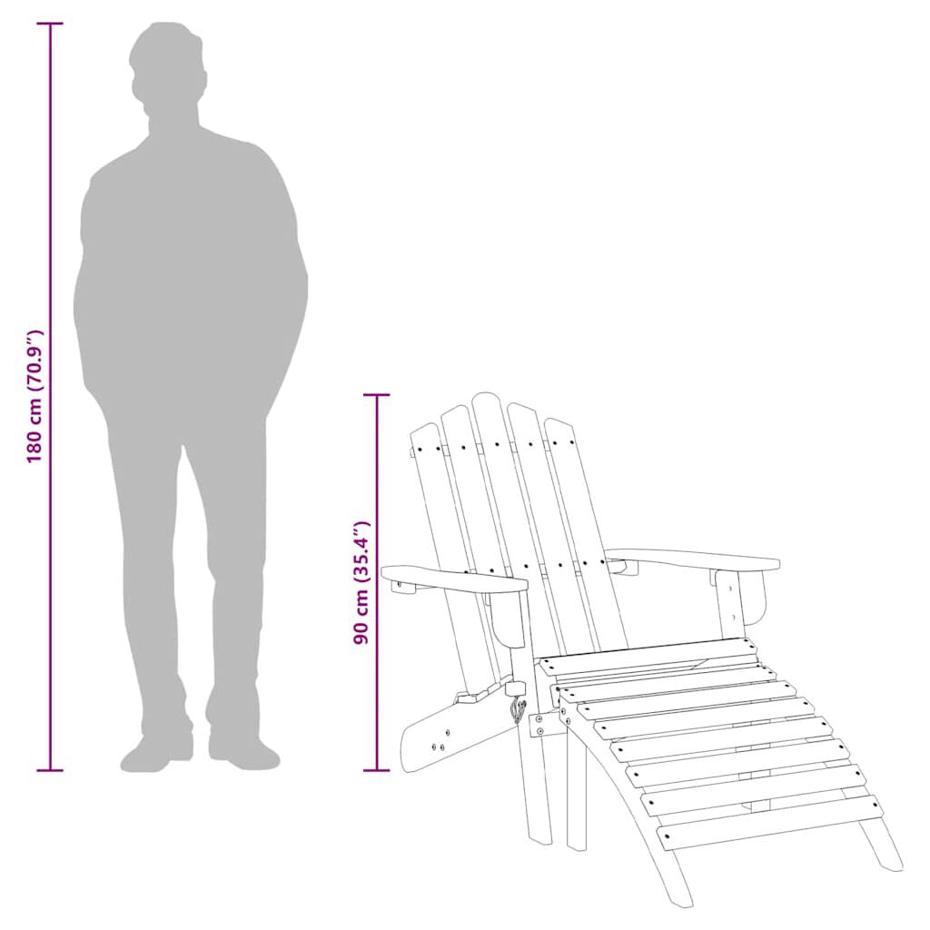 vidaXL Garden Adirondack Chair with Footrest Solid Acacia Wood