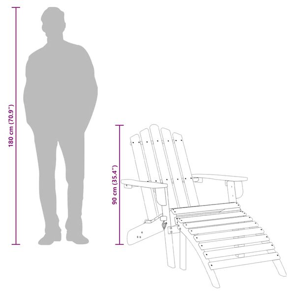 vidaXL Garden Adirondack Chair with Footrest Solid Acacia Wood