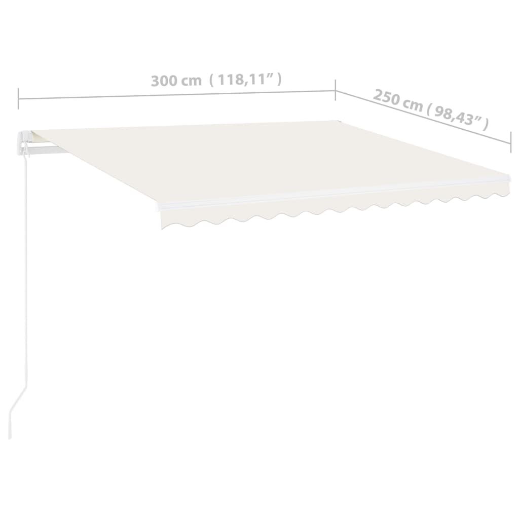 vidaXL Freestanding Automatic Awning 300x250 cm Cream