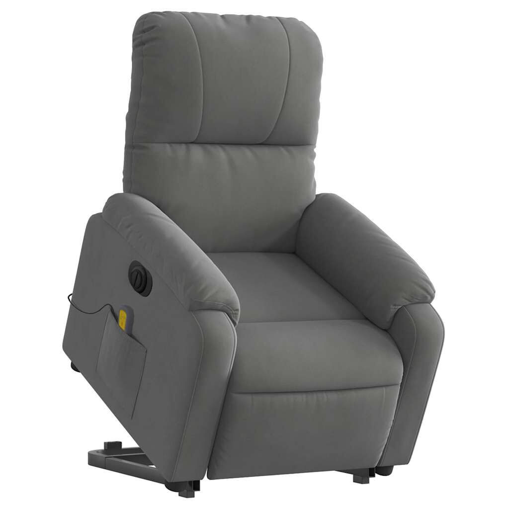 vidaXL Electric Stand up Massage Recliner Chair Dark Grey Microfibre Fabric