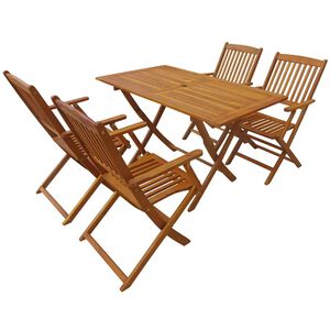 vidaXL Outdoor Dining Set Folding 5 pcs Brown Solid eucalyptus wood