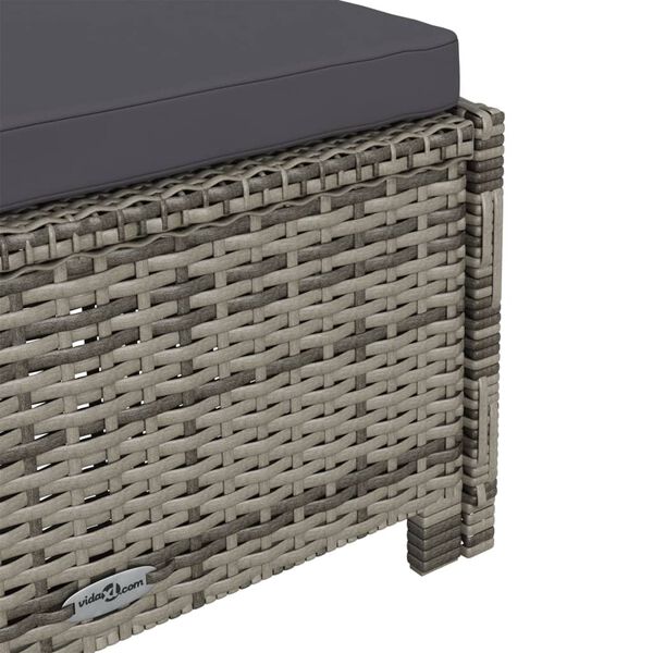 vidaXL Sun Lounger with Dark Grey Cushion Poly Rattan Grey