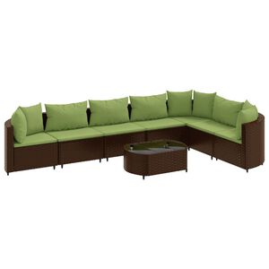 vidaXL 8 Piece Garden Sofa Set with Cushions Brown Poly Rattan