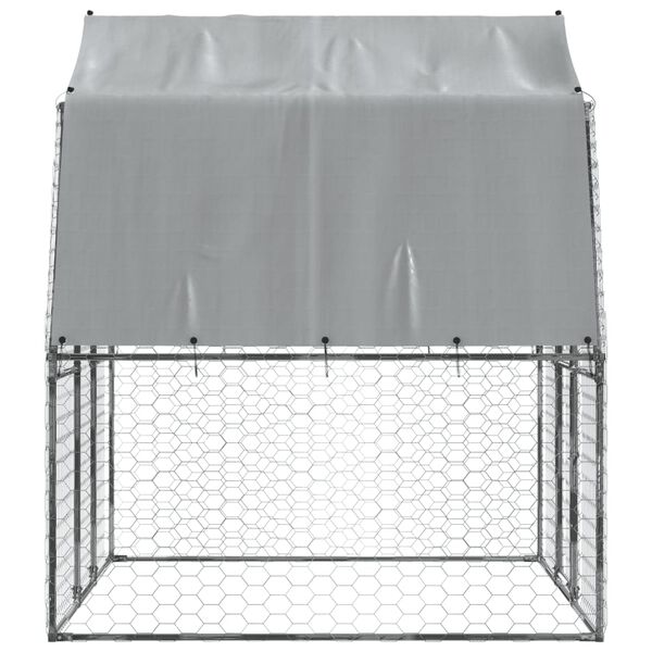 vidaXL Dog Cage with Roof and Door Silver Galvanised Steel