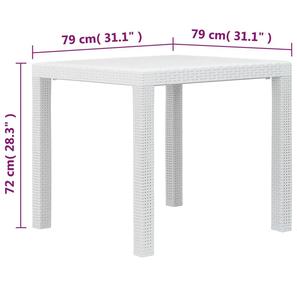 vidaXL 5 Piece Outdoor Dining Set Plastic White Rattan Look