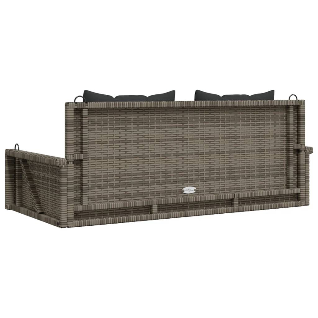 vidaXL Swing Bench with Cushions Grey 119x56x48 cm Poly Rattan