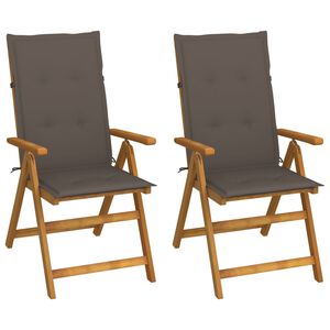 vidaXL Garden Reclining Chairs 2 pcs with Cushions Solid Acacia Wood