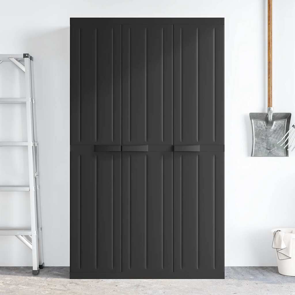 vidaXL Outdoor Storage Cabinet Black 97x37x165 cm PP