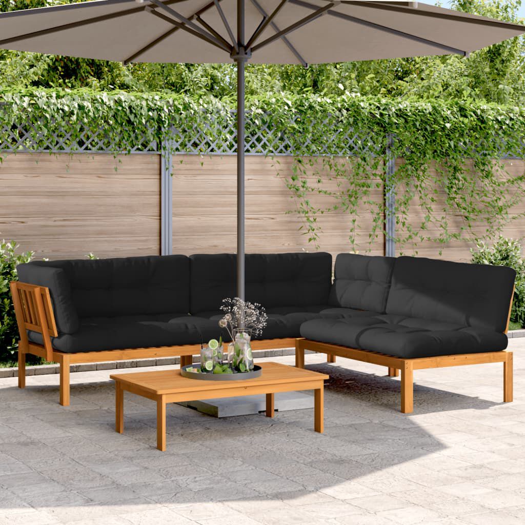 vidaXL 4 Piece Garden Pallet Sofa Set with Cushions Solid Wood Acacia