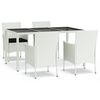 vidaXL 5 Piece Garden Dining Set with Cushions White Poly Rattan