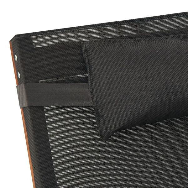 vidaXL Sun Lounger with Pillow Grey Textilene and Solid Wood Poplar
