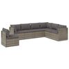 vidaXL 7 Piece Garden Lounge Set with Cushions Grey Poly Rattan