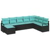 vidaXL Garden Sofa Set with Cushion 8 pcs Black and Turquoise