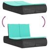 vidaXL Double Sun Lounger with Cushions Black Poly Rattan