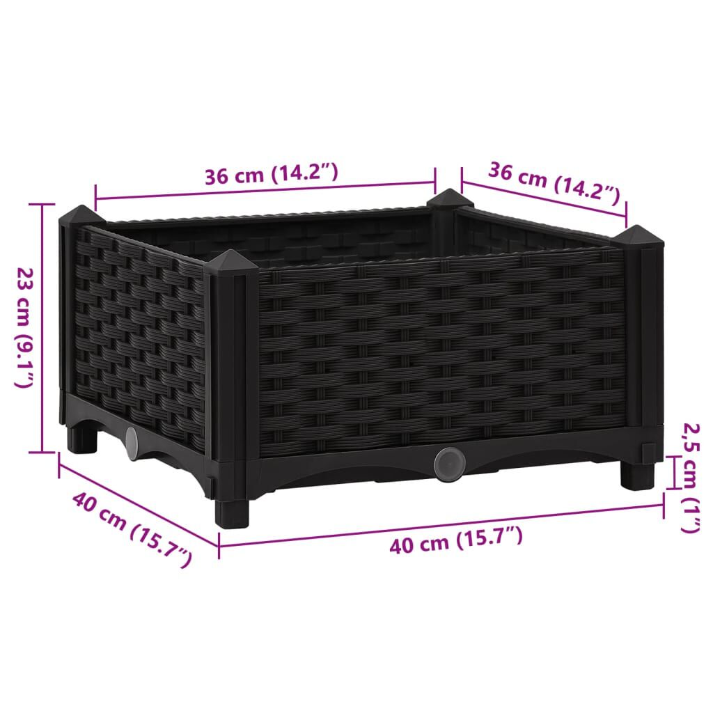 vidaXL Raised Bed 40x40x23 cm Polypropylene