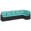 vidaXL Garden Sofa Set 6 pcs Black and Turquoise Poly Rattan