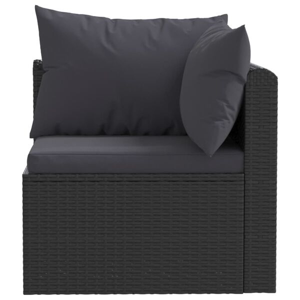 vidaXL 4 Piece Garden Sofa Set with Cushions Poly Rattan Black