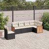 vidaXL 6 Piece Garden Sofa Set with Cushions Black Poly Rattan