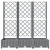 vidaXL Garden Planter with Trellis Light Grey 120x40x121.5 cm PP