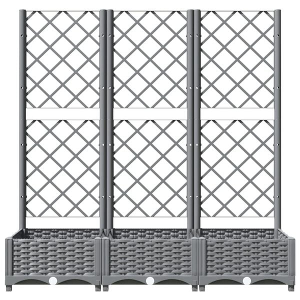 vidaXL Garden Planter with Trellis Light Grey 120x40x121.5 cm PP