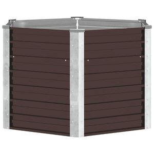 vidaXL Garden Raised Bed Brown 129x129x77 cm Galvanised Steel