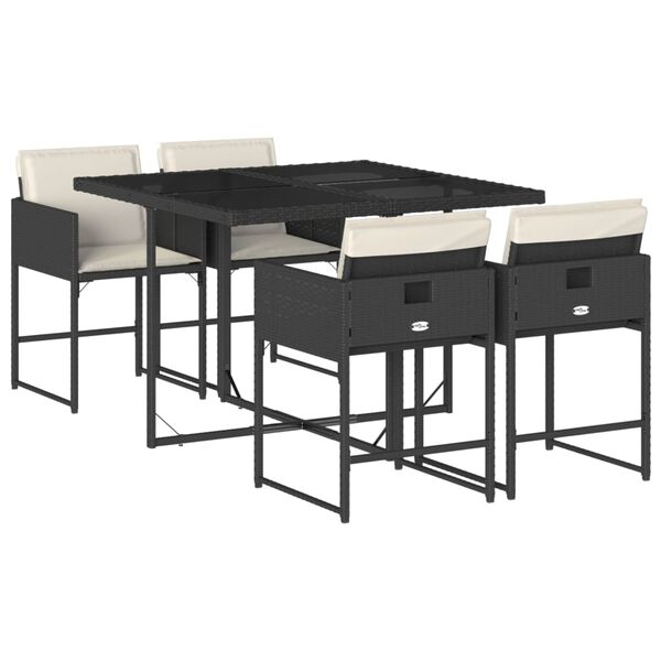 vidaXL 9 Piece Garden Dining Set with Cushions Grey Poly Rattan
