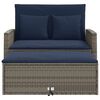 vidaXL Garden Sofa with Cushions 2-Seater Grey Poly Rattan