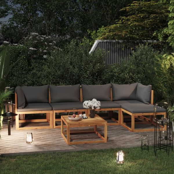 vidaXL 6 Piece Garden Lounge Set with Cushion Solid Acacia Wood