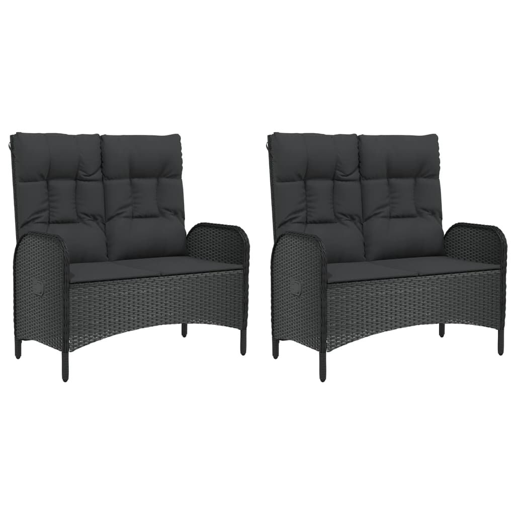 vidaXL 5 Piece Garden Dining Set with Cushions Black Poly Rattan