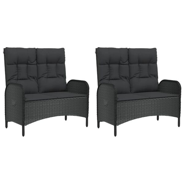 vidaXL 5 Piece Garden Dining Set with Cushions Black Poly Rattan