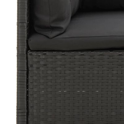 vidaXL 3 Piece Garden Lounge Set with Cushions Black Poly Rattan