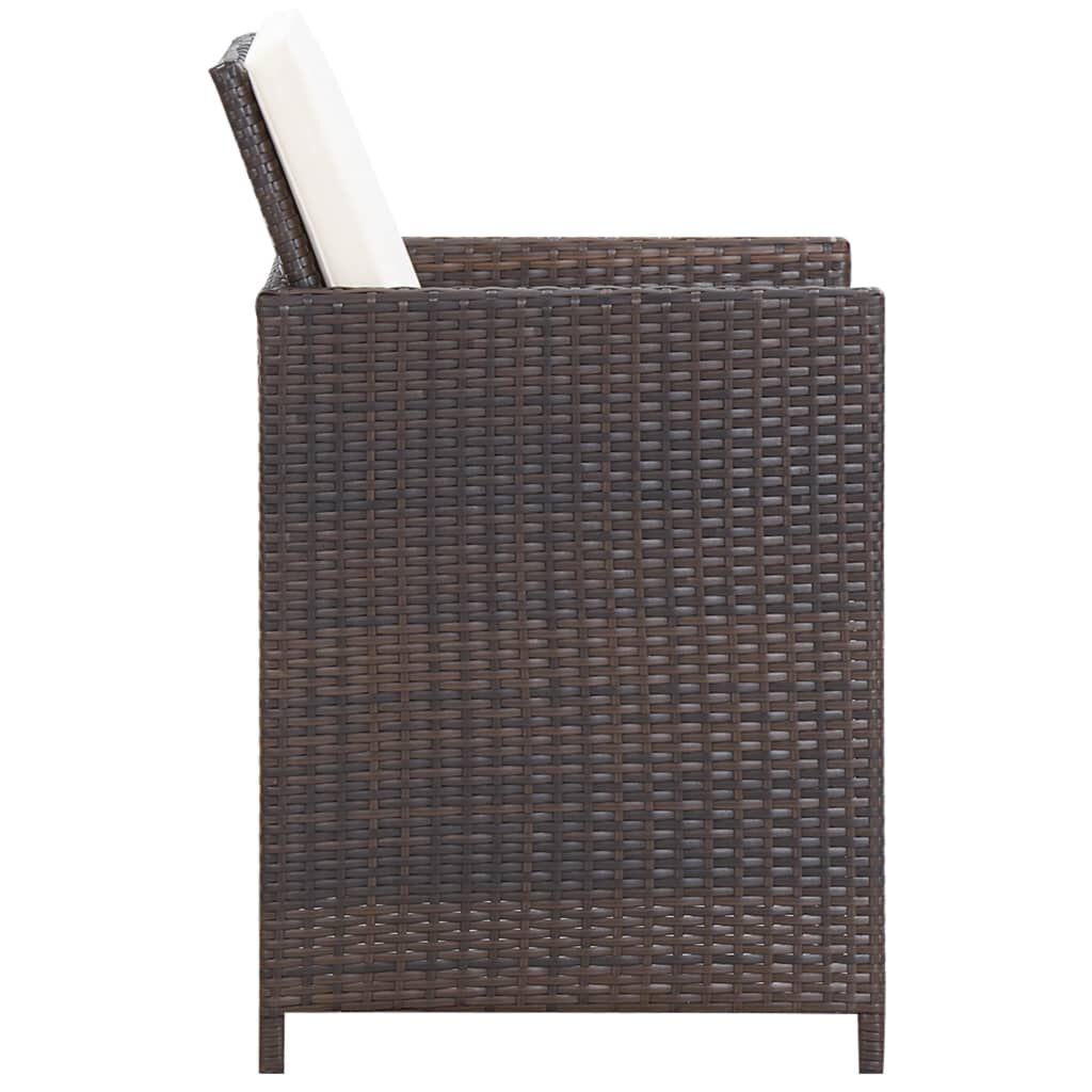 vidaXL 13 Piece Outdoor Dining Set with Cushions Poly Rattan Brown