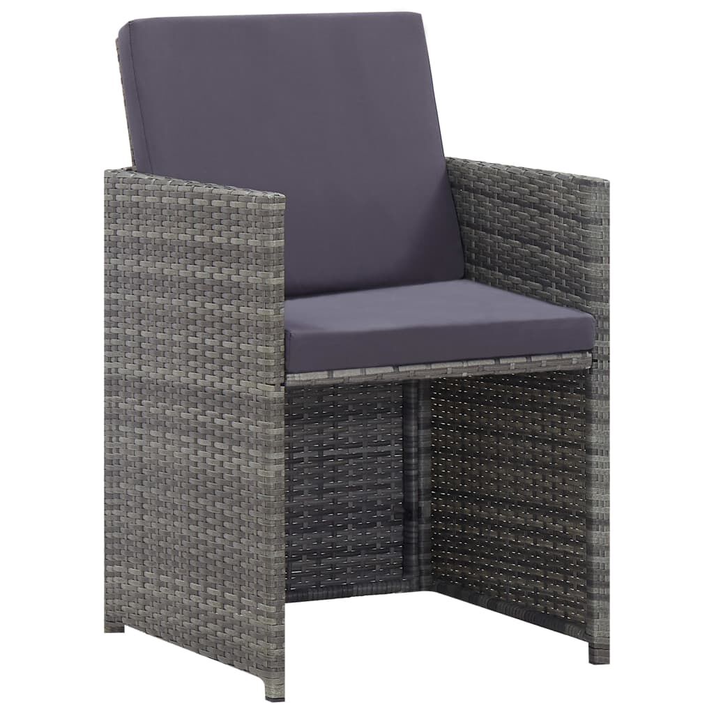 vidaXL 9 Piece Outdoor Dining Set Poly Rattan and Acacia Wood Anthracite