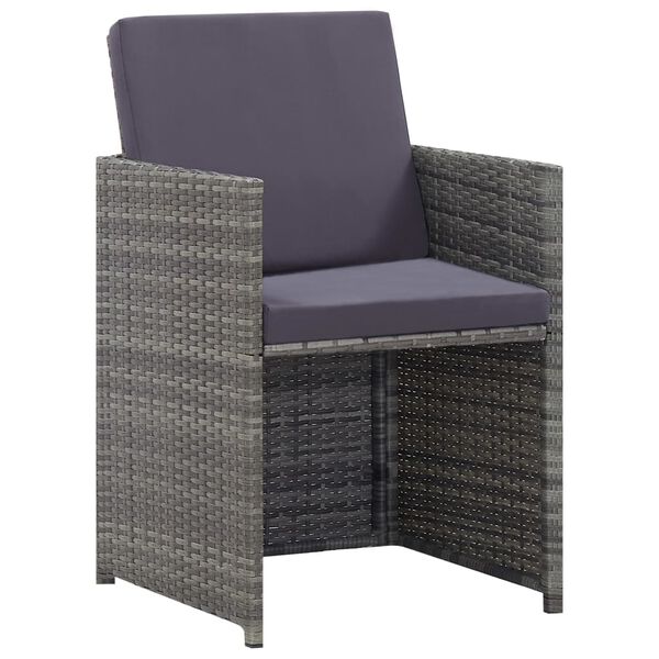 vidaXL 9 Piece Outdoor Dining Set Poly Rattan and Acacia Wood Anthracite