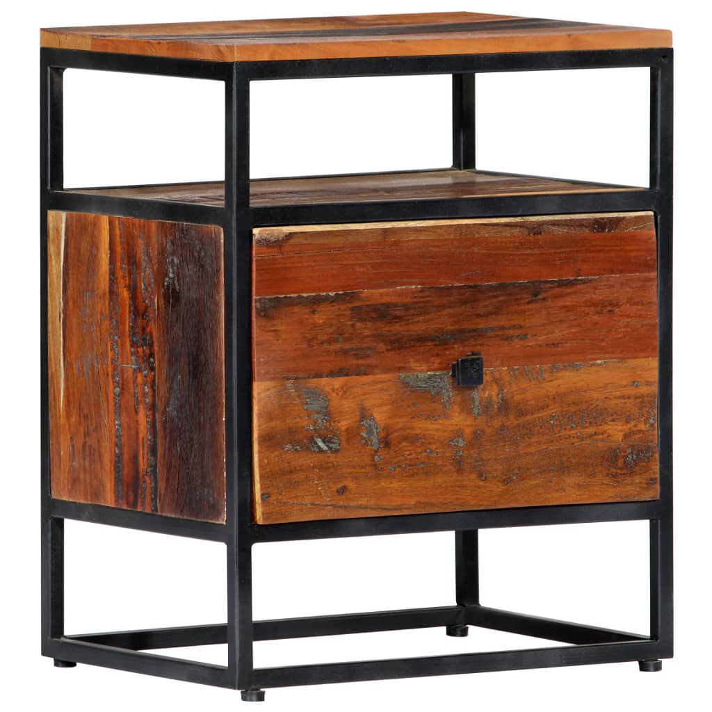 vidaXL Bedside Cabinet 40x30x50 cm Solid Reclaimed Wood and Steel