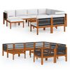 vidaXL 10 Piece Garden Lounge Set with Cushions Cream Wood Acacia&Rope